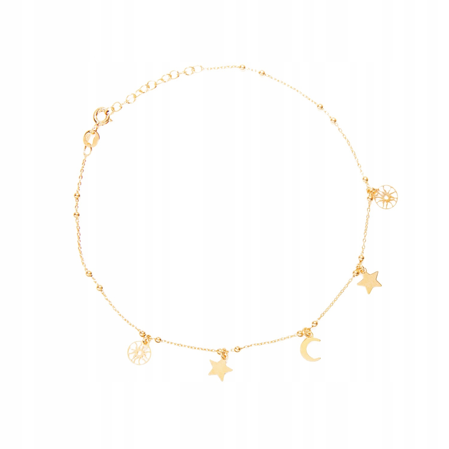 Stříbrný pozlacený náramek na nohu Měsíc