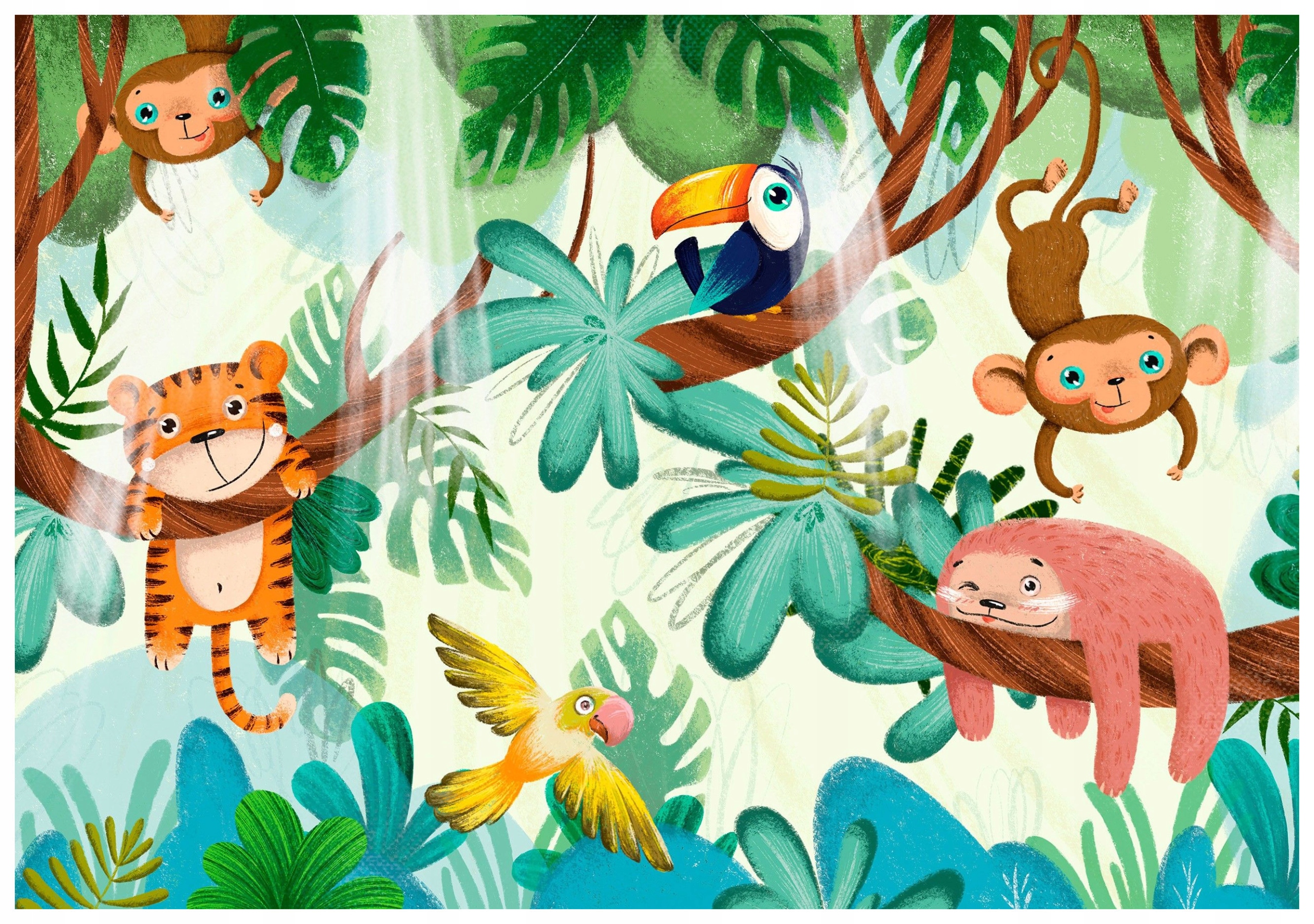 Fototapeta Džungle Zvířata pro děti Tygr opice 250x175 lepidlo