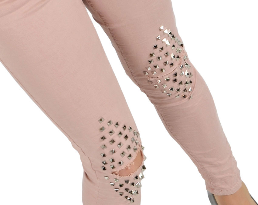 

Spodnie Legginsy Rurki Ćwieki Ripped Getry Dziury