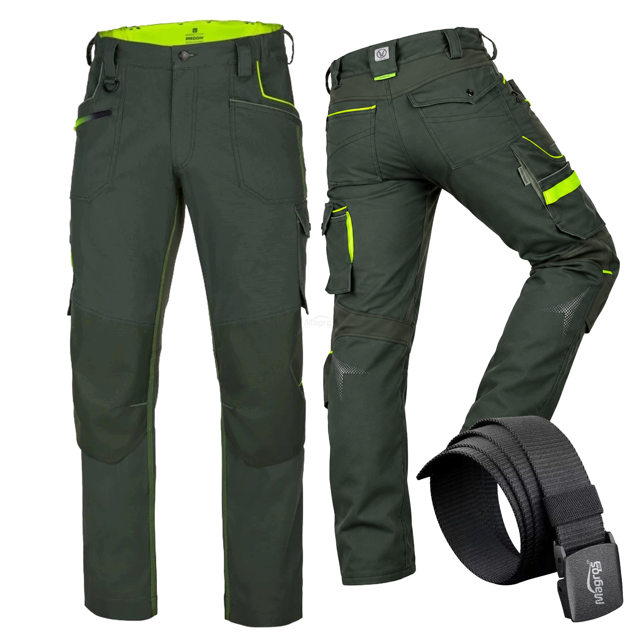Pánské elastické pracovní kalhoty do pasu Slim Fit Khaki Ardon Creatron 52