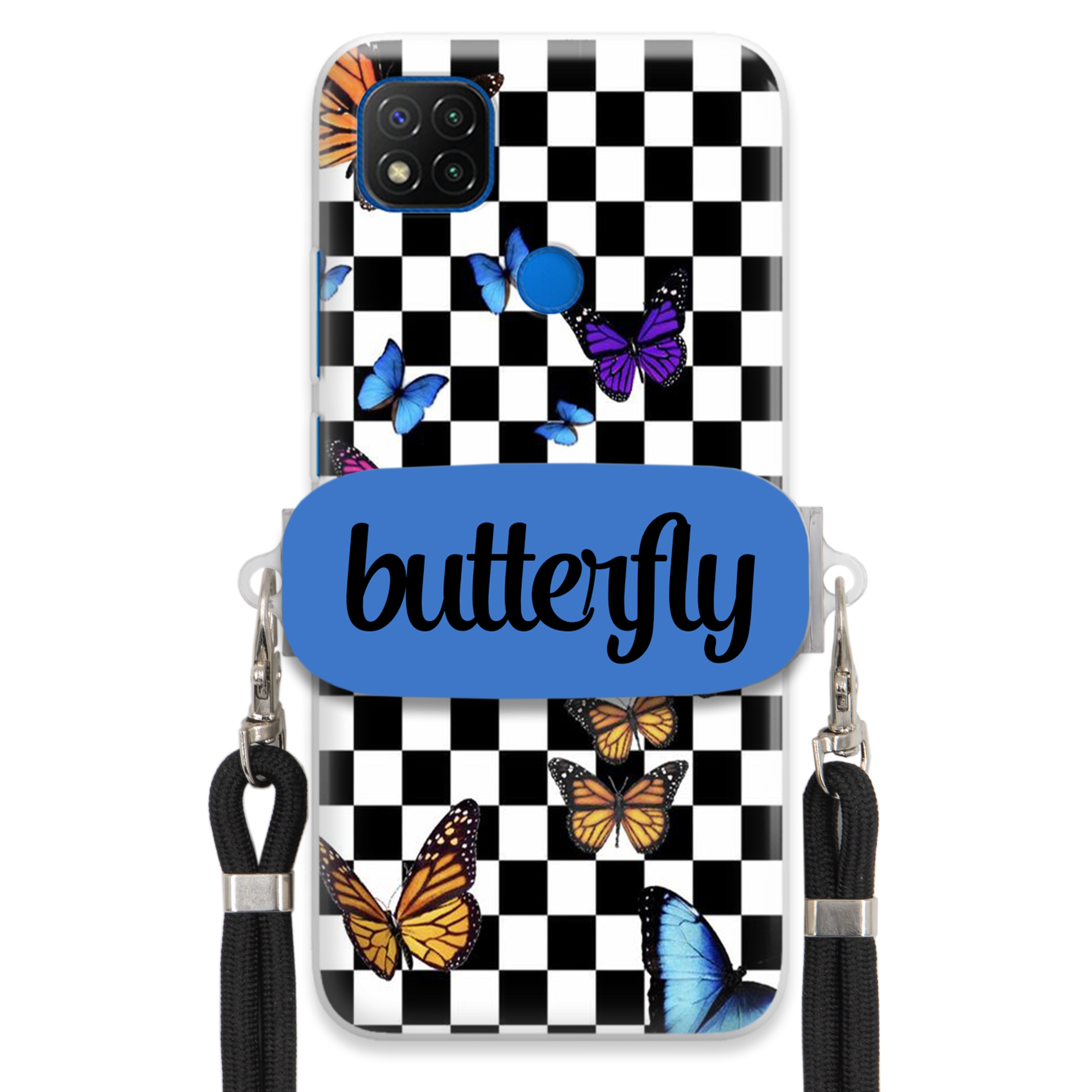 Pouzdro Pro Xiaomi Redmi 9C Case Obdélníkový Držák Vodítka Butterfly Motýli