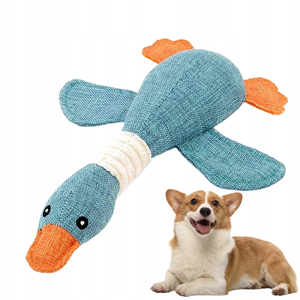 Levně Hračka Pro Psy Pro Kočky Plyšová Silná Velká 32 CM Husa Modrá Měkká