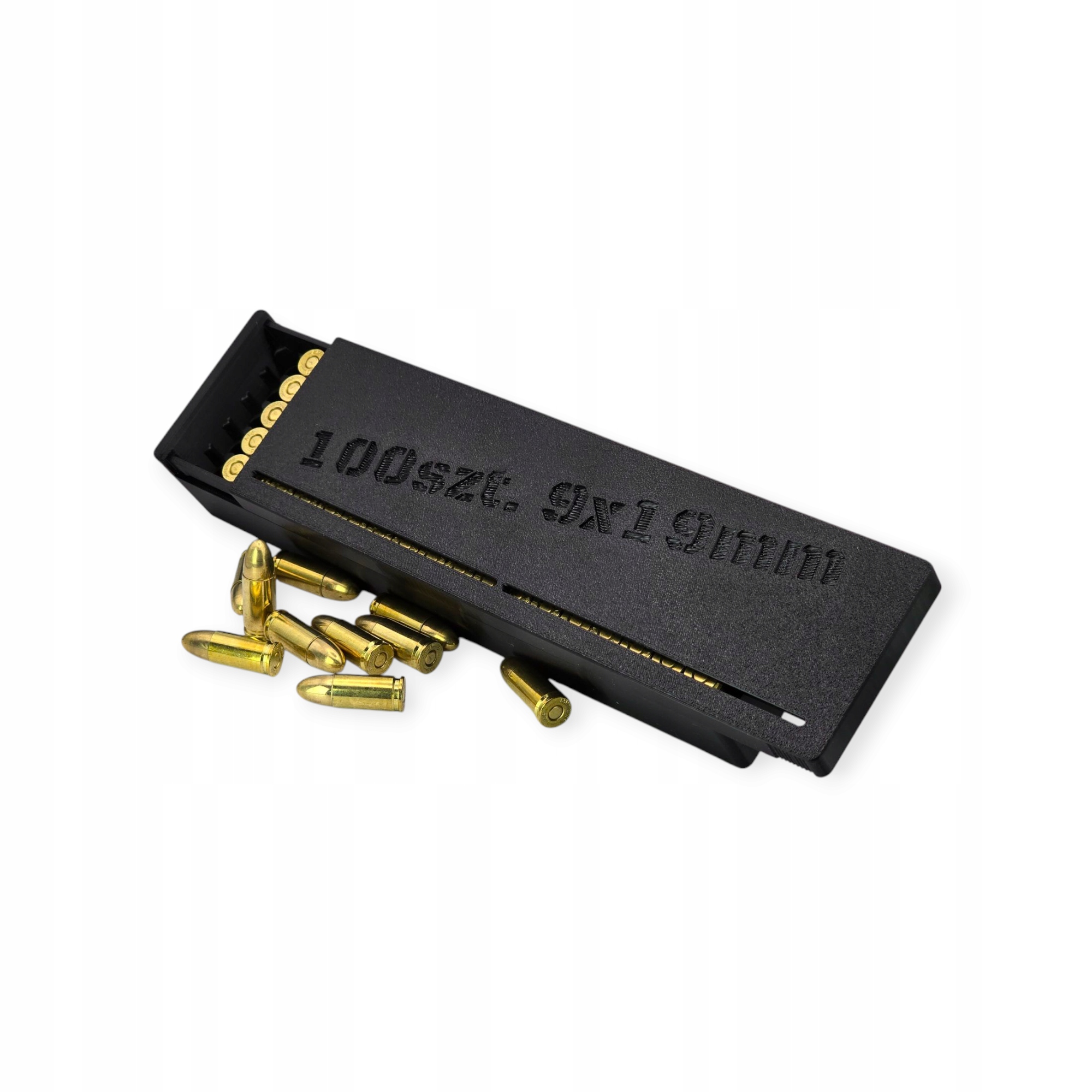 Pudełko pojemnik na amunicję 9x19mm 100 sztuk czarne