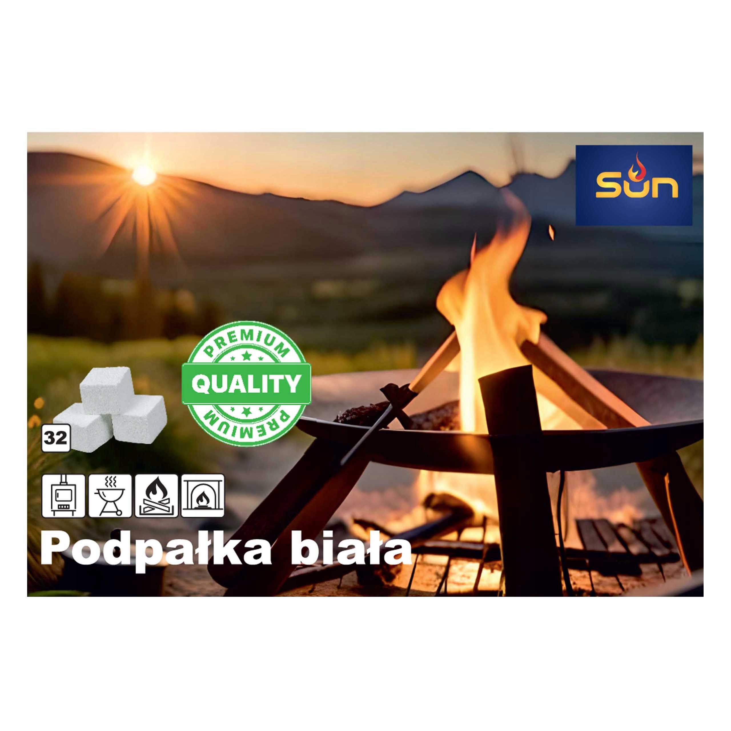 Rozpałka Do GRILLA EXTRA podpałka BIAŁA do kominka pieca 32 kostki