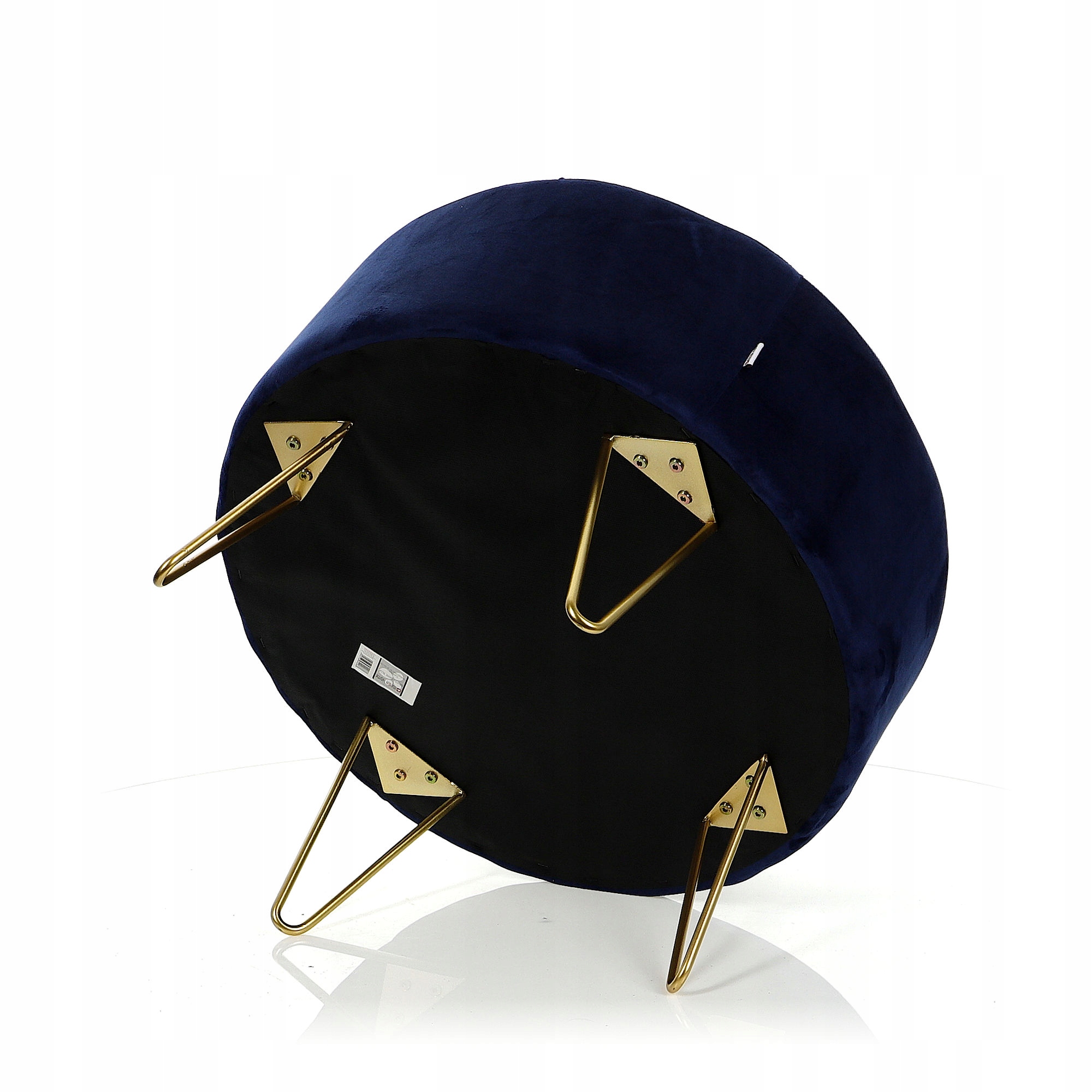 Pufa Welurowa Złota Granatowa Welur podnóżek 43cm Głębokość mebla 56 cm