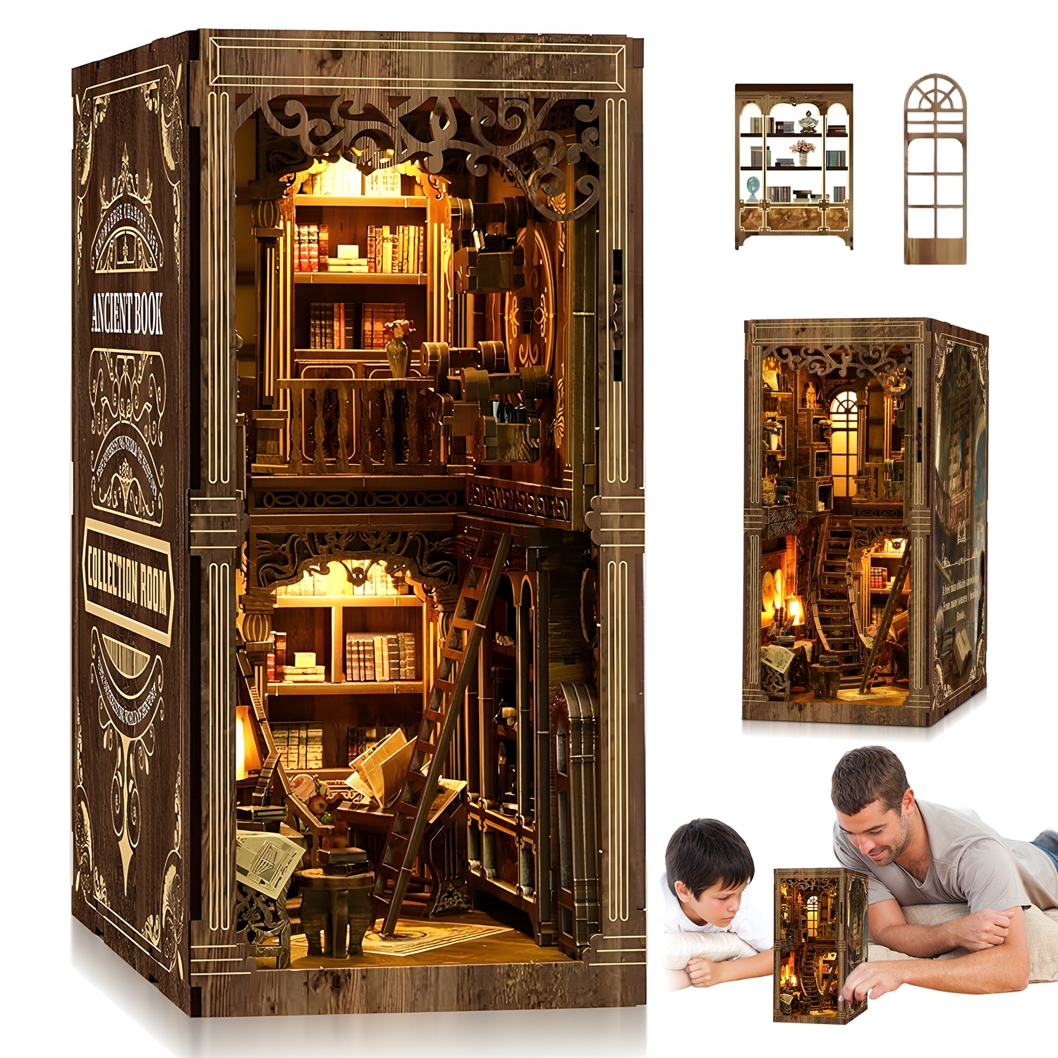 PUZZLE 3D PODPÓRKA DO KSIĄŻEK LED DIY DOM ŚWIĄTECZNY BOOKSTORE BOOK NOOK