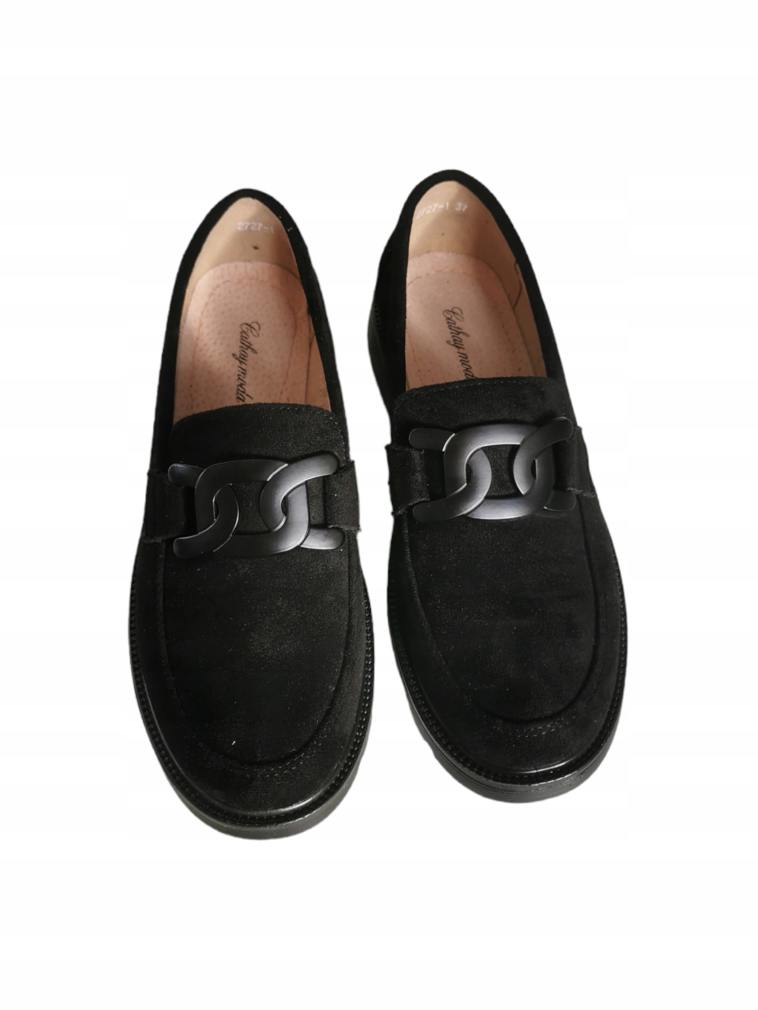 CZARNE MOKASYNY DAMSKIE ZAMSZOWE LOAFERSY 42 Rozmiar 42