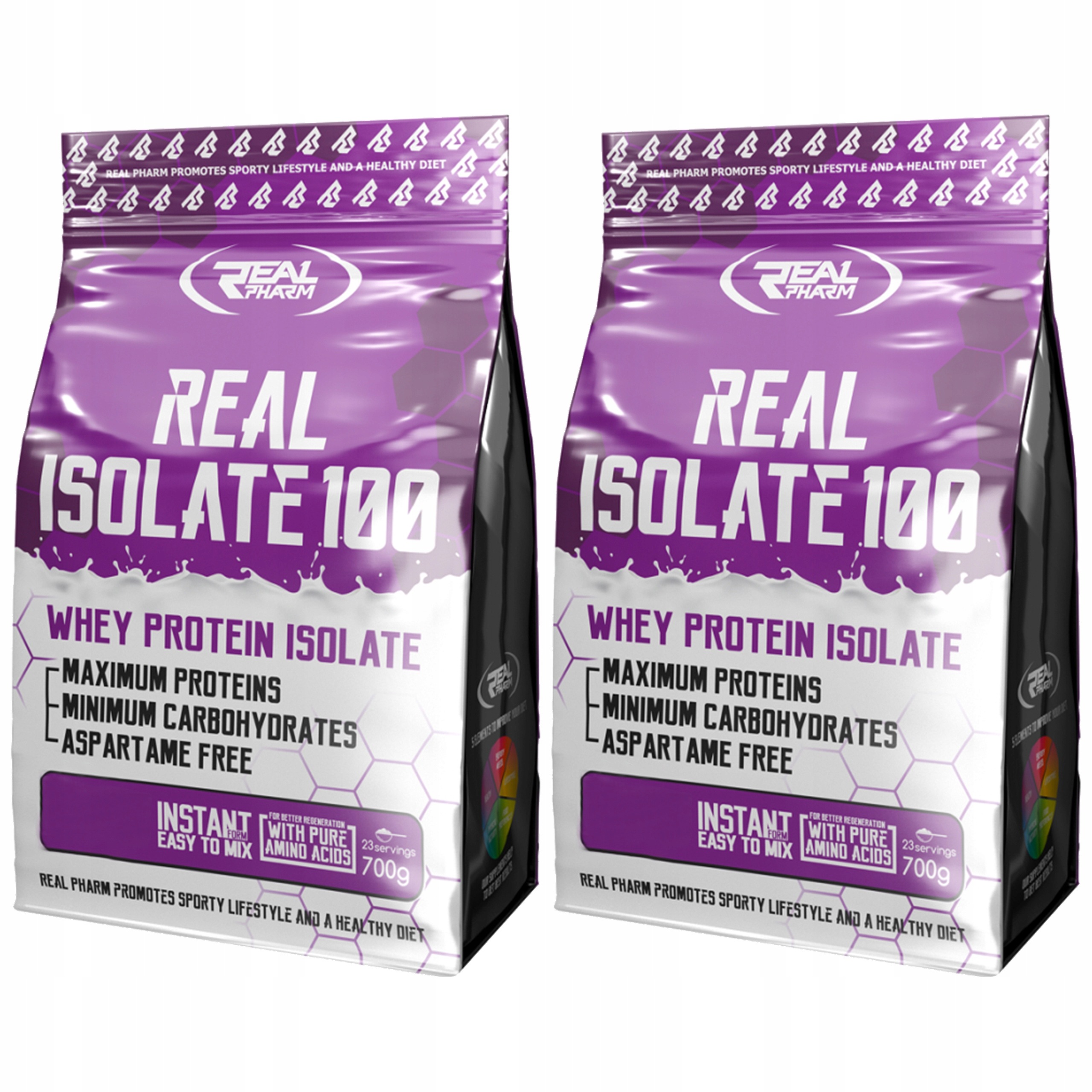 2x Real Pharm Isolate 700g Bílkoviny Izolát Wpi Masa Svaly Protein