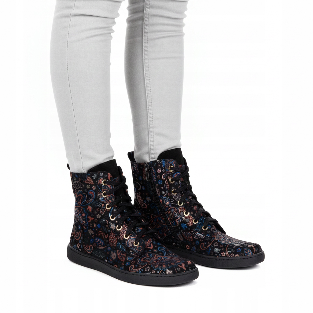 Dámské barefoot zateplené kožené boty Olivier Liv 1303 černé vzory 41