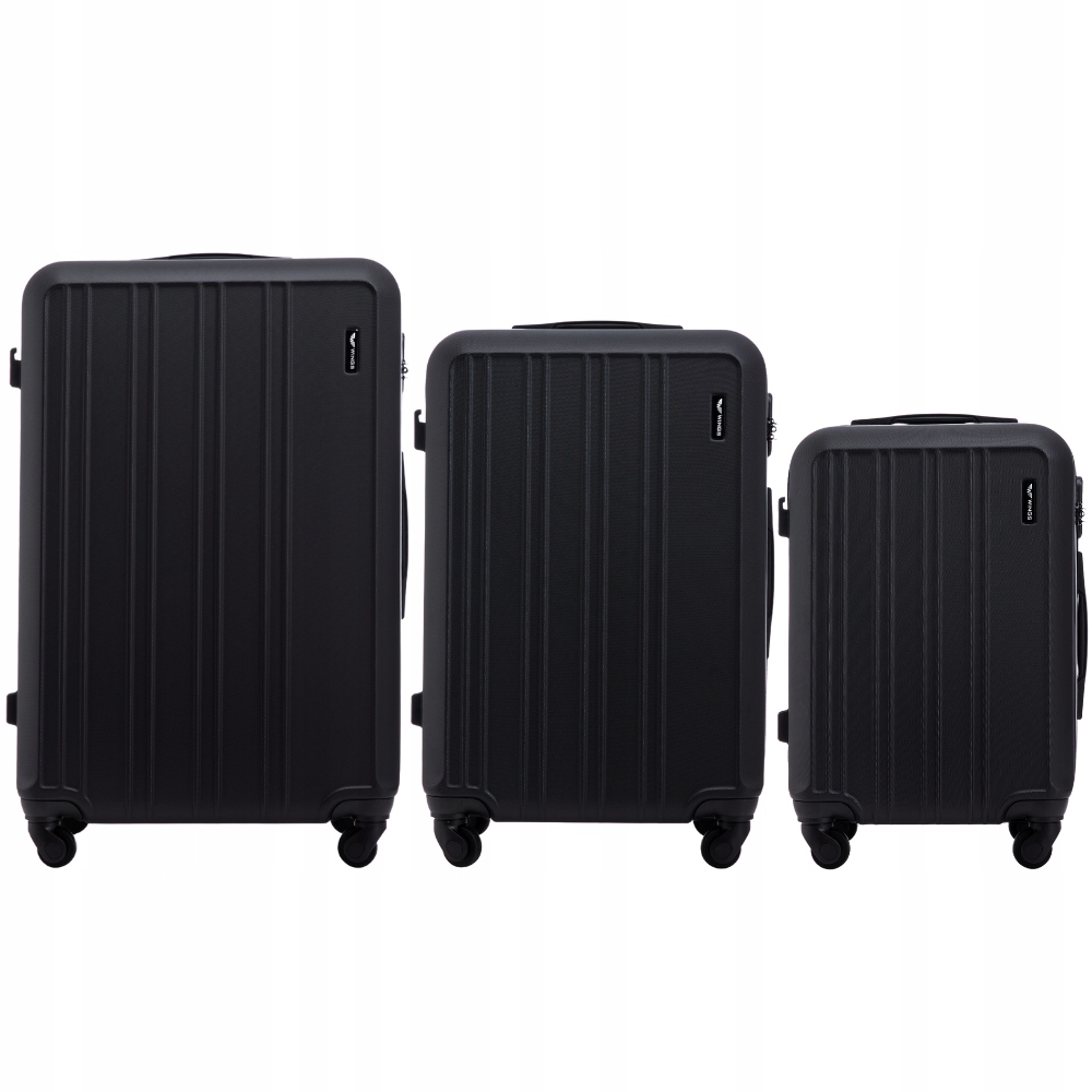 Sada 3 cestovních kufrů na 4 kolečkách, tvrdé skořepinové kufry z Abs Wings