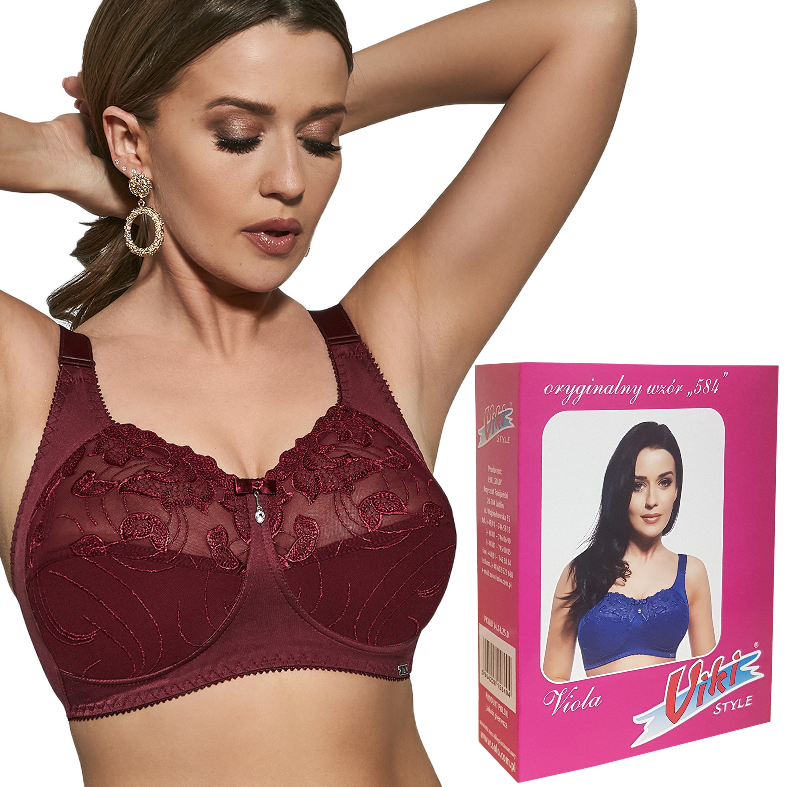 

Miękki biustonosz Viki Viki 584 Viola bordowy 80G