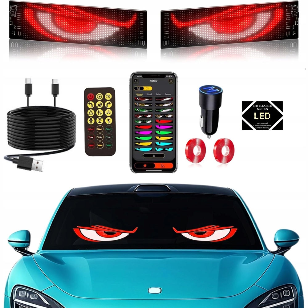 2*Světla Devil Eyes do auta, 3,6*14,7 palce, přizpůsobitelná Led s ovládáním aplikací