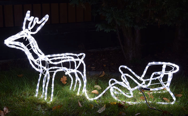 ZAPRZĘG RENIFER JELONEK Z SANIAMI ŚWIECĄCY LED 3D Motyw renifer