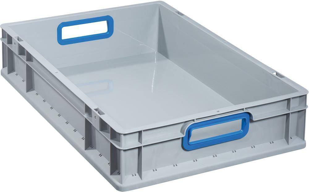 EuroBox 612,600x400x120 mm, otevřené úchytky, šedá/modrá