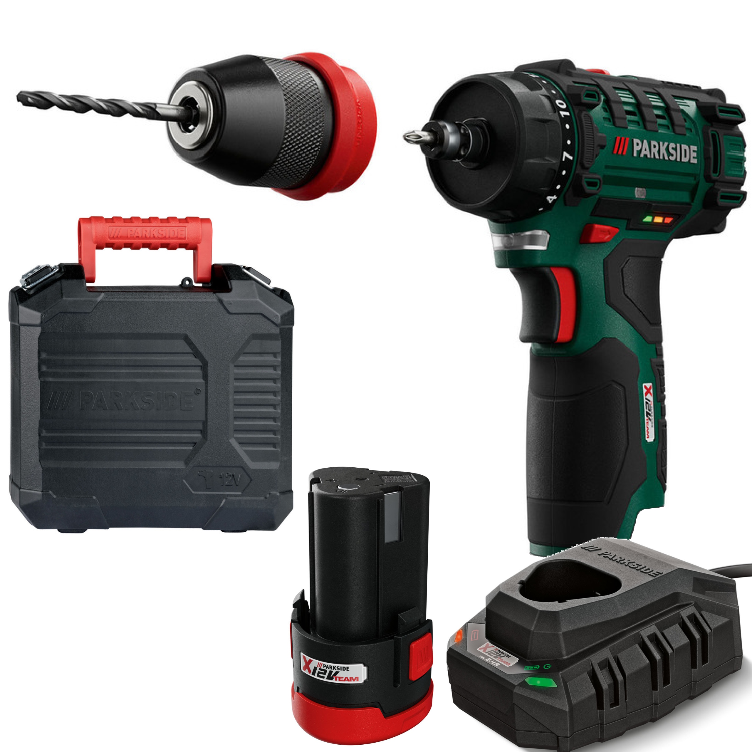 Wiertarko wkrętarka Pbsa 12 Parkside akumulator 2Ah 12V 2-biegowa