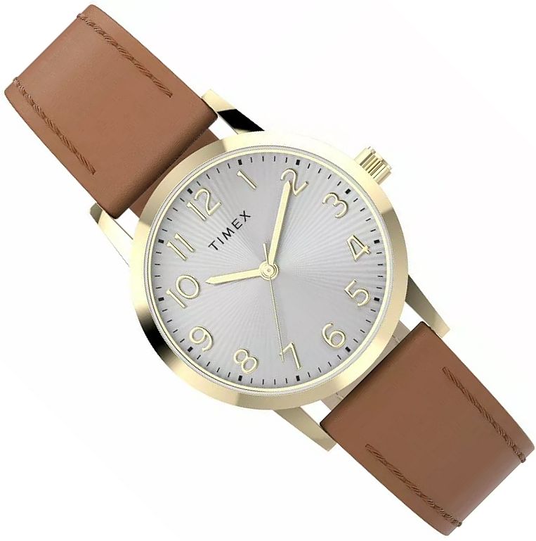 Dámské Hodinky Timex TW2Y72700 Stříbrný Ciferník Hnědý Řemínek Ø30mm