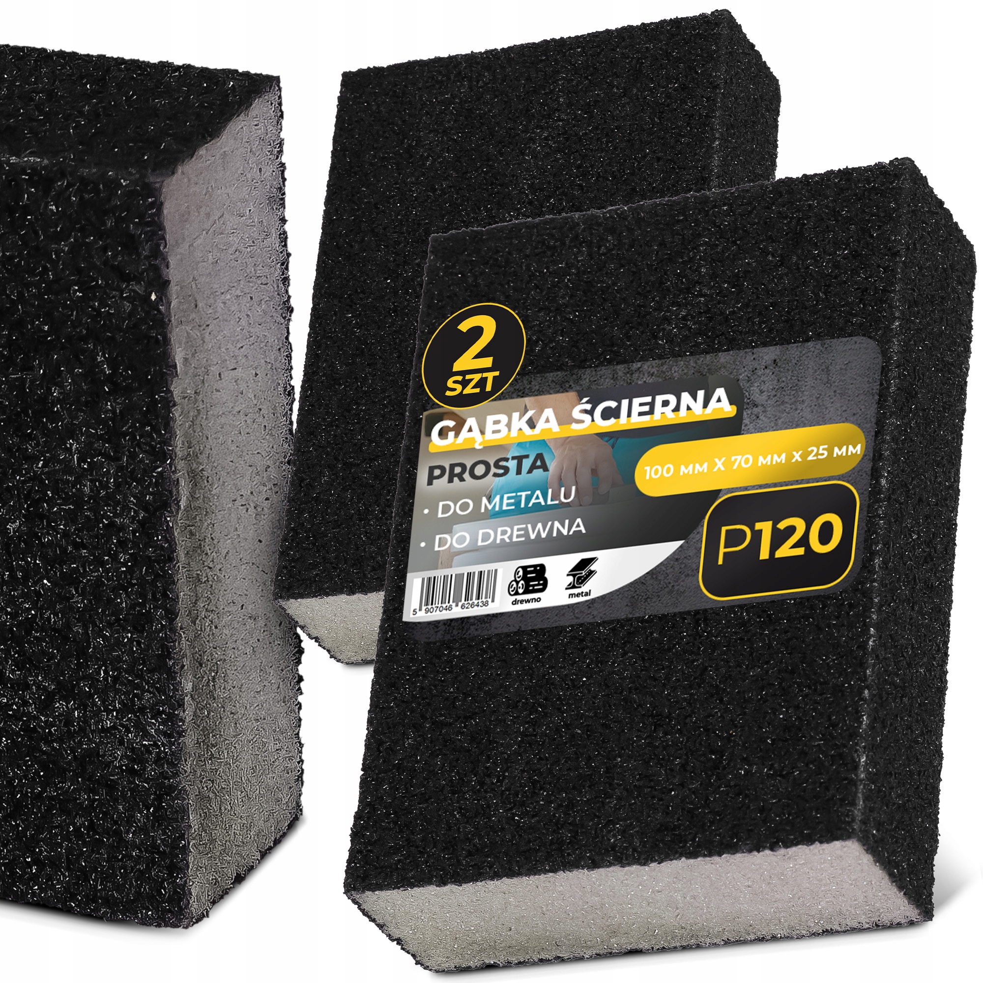2x Gąbka Ścierna Szlifierska P120 Papier Ścierny Kostka Zdzierania Farb 0U