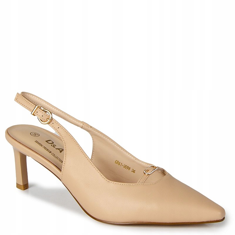 S.barski LZ61-3098 Béžové Kožené Sandály Na Špici, 37