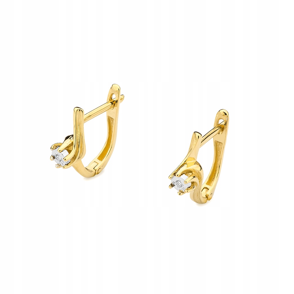 ZŁOTE KOLCZYKI Z BRYLANTAMI NA ANGIELSKIM ZAPIĘCIU Marka ZŁOCISTO