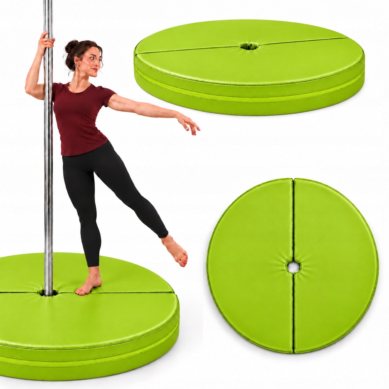 Matrace Pole Dance 120x10 cm Zajišťovací Fitness Skládací Jasně Zelená
