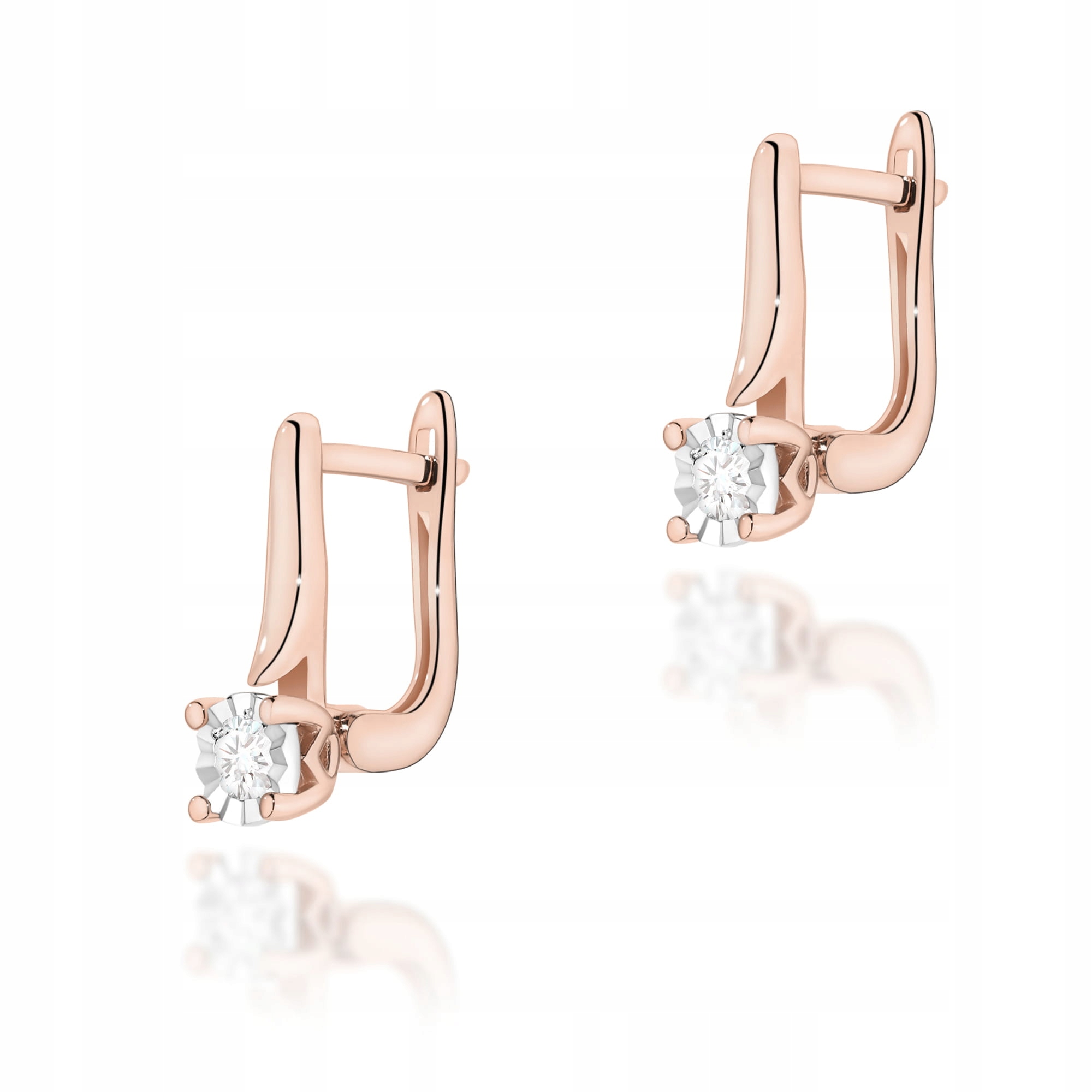 Náušnice pro ženu ze zlata 585 s diamanty růžové zlato elegantní 14k