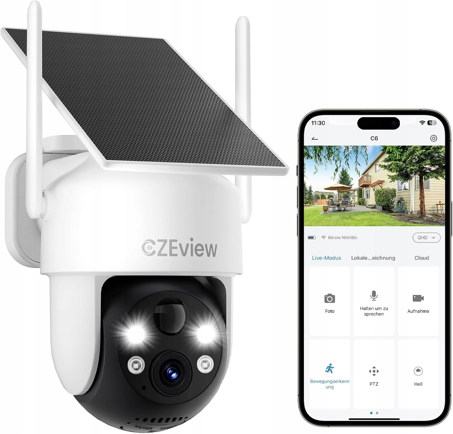 CZEview Kamera Zewnętrzna WiFi 2K 3MP Ptz 360° Akumulatorowa Led Noc