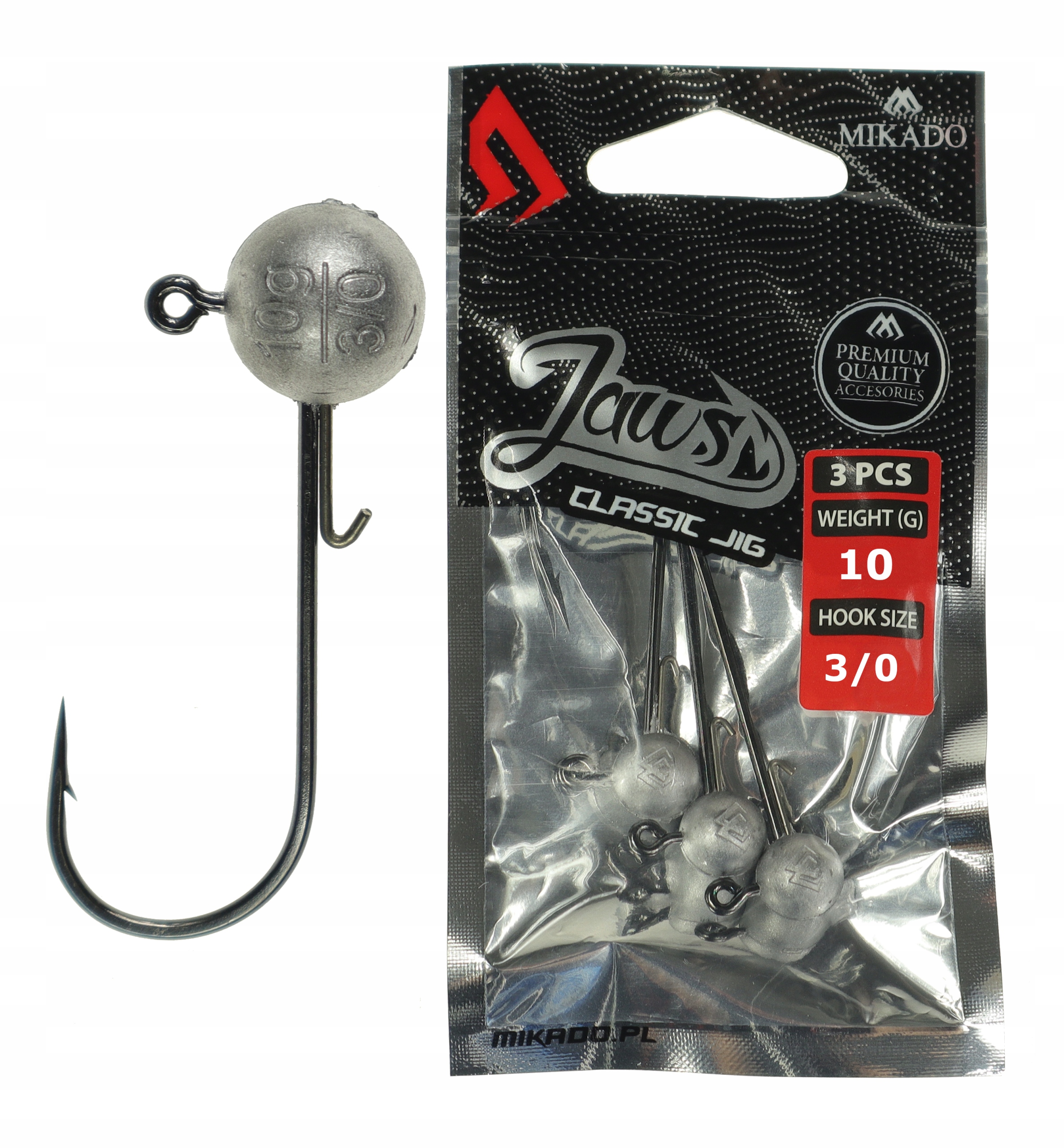 

Główki jigowe 10 g kuty hak 3/0 Mikado Jaws 3 szt