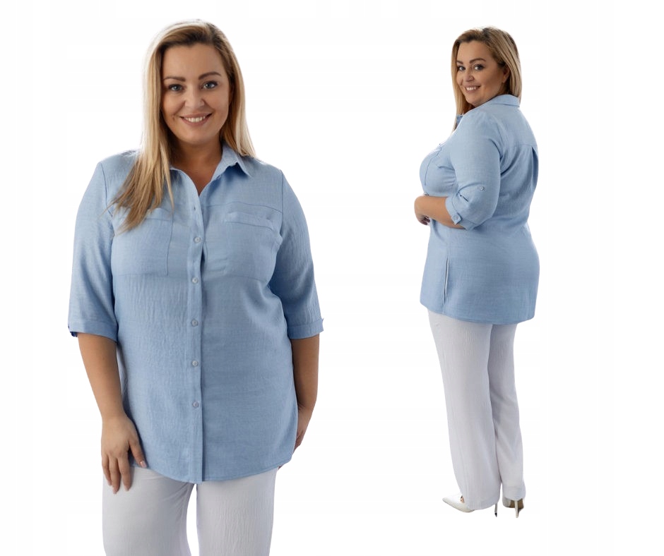 Elegantní košile Sandra v safari stylu, barva modrá, velikost 44