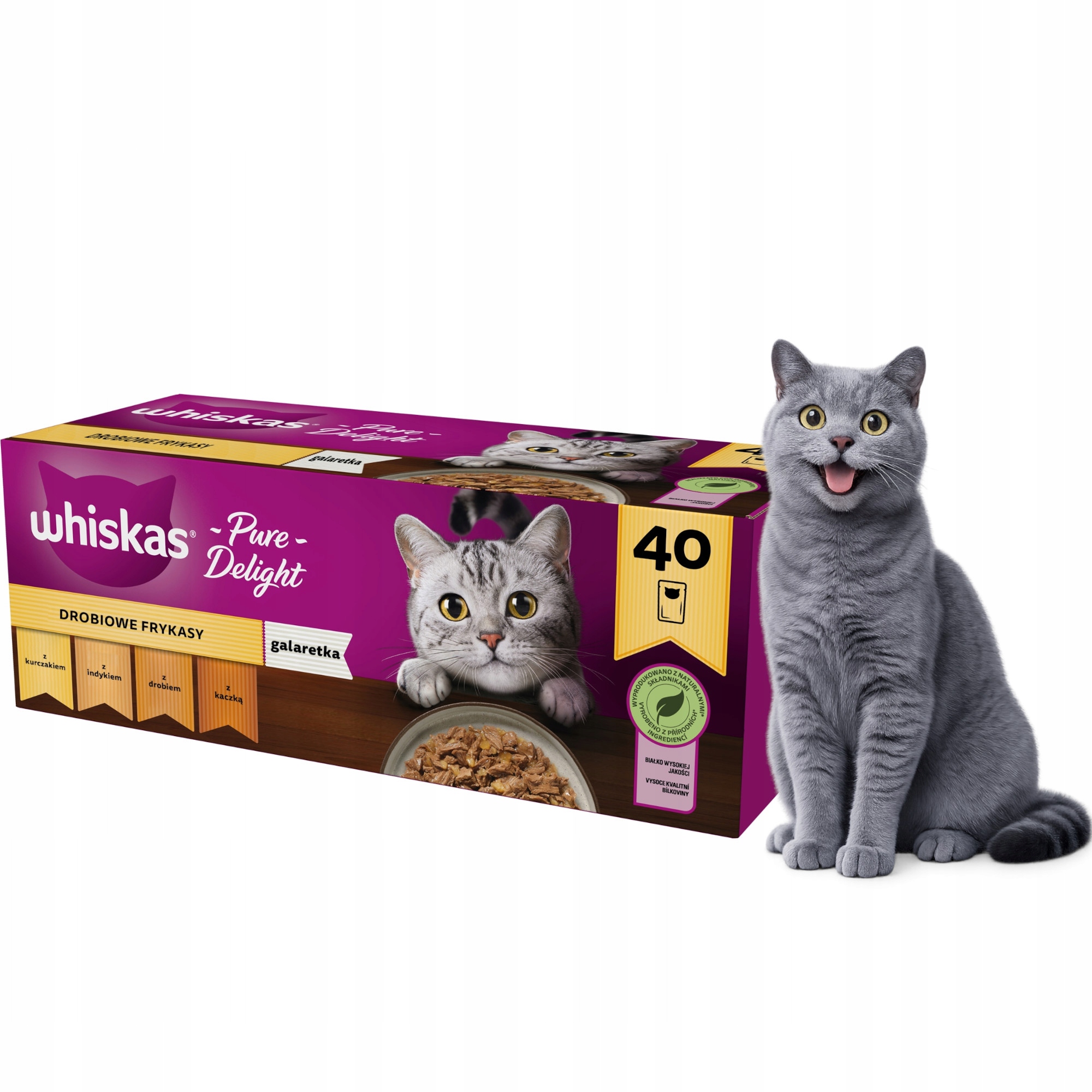 Levně Mokré Krmivo pro kočky Whiskas Pure Delight Poultry Feast v želé 40x85g