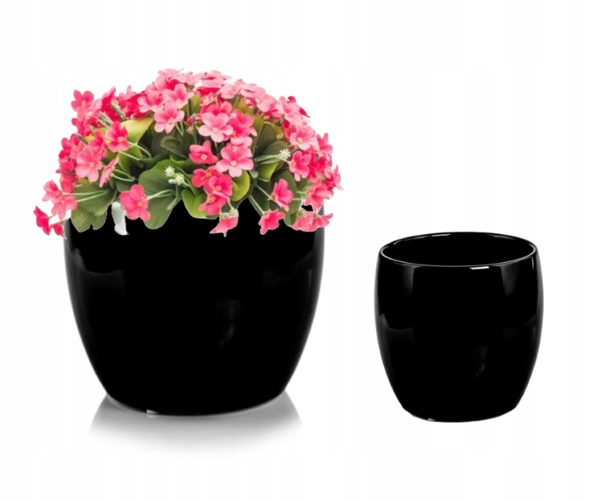 Doniczka ceramiczna czarna kula modna 23x22cm ozdobna dekoracyjna stylowa