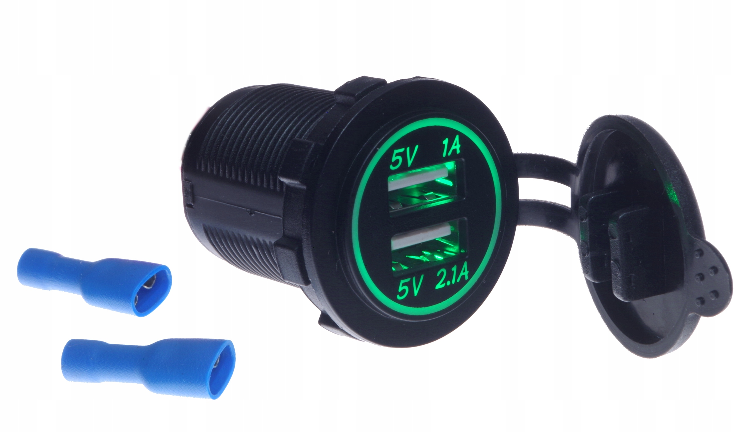 

Ładowarka do montażu w otwór 29mm 2x Usb zielona