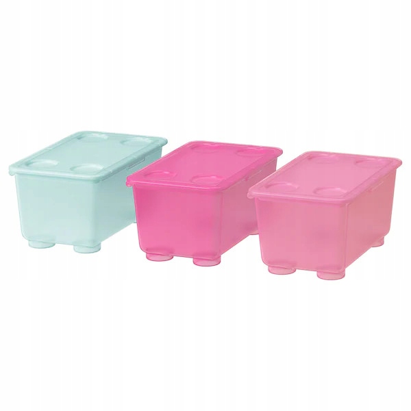 

Ikea pudełko z pokrywką Glis 17x10 3szt róż/turkus