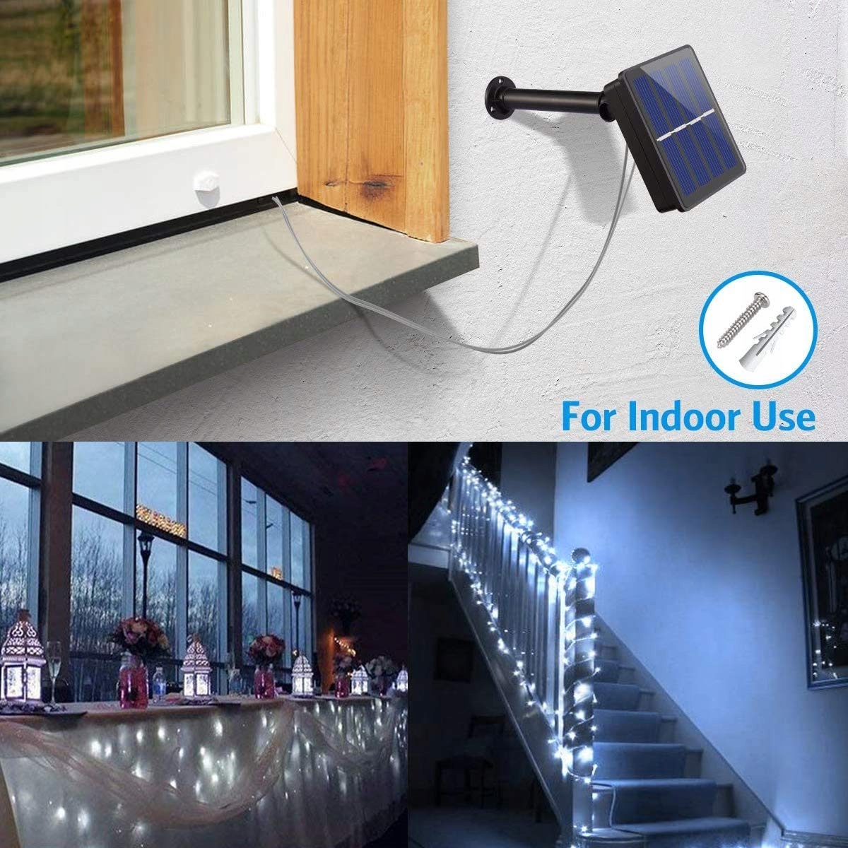 USEBER Solar Łańcuch 2x14M 120 LED Na Zewnątrz Balkon Ogród — miniatura 4