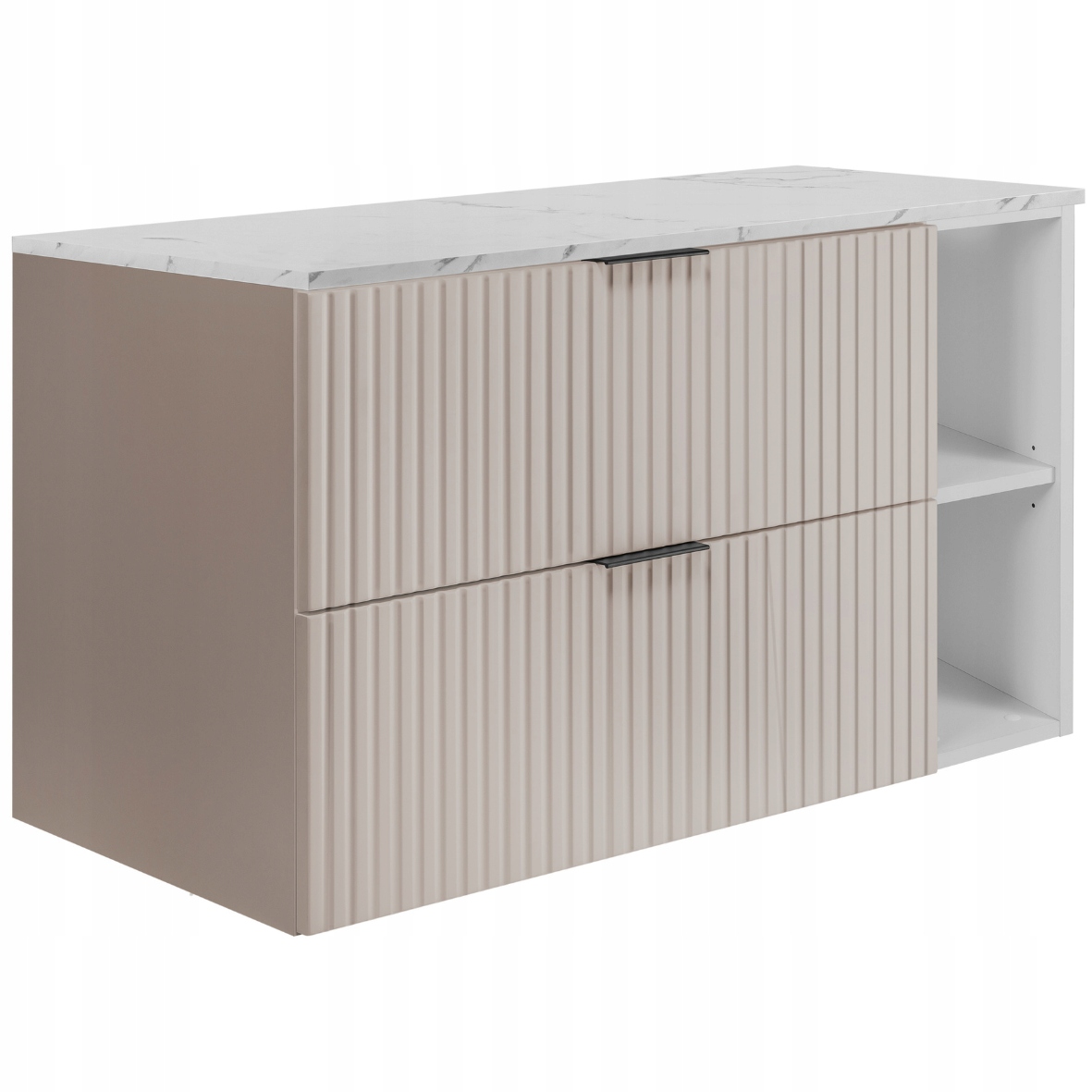 Koupelnová skříňka pod umyvadlo 80 Kašmír Rýhované přední části, mramorová deska