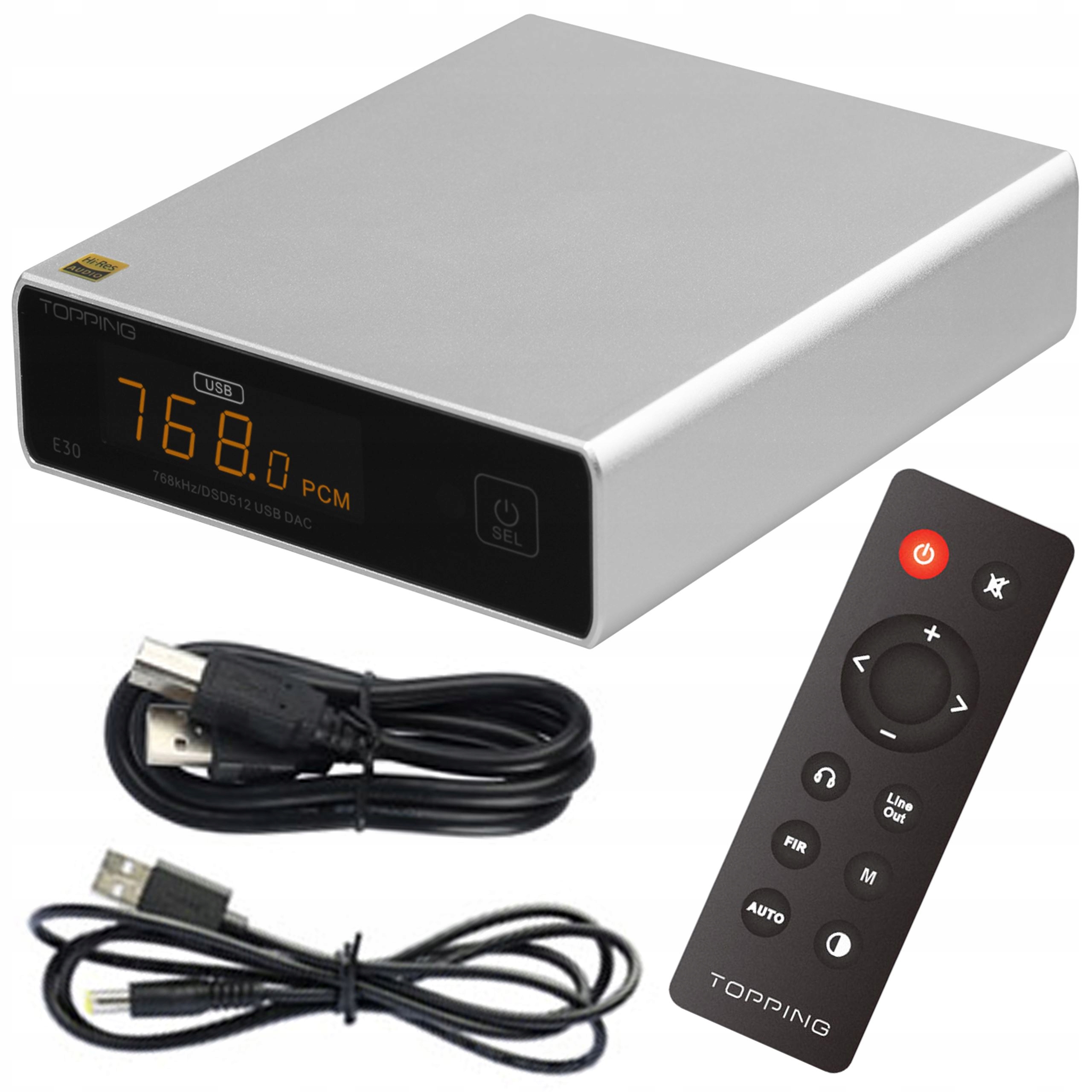 TOPPING E30 PRZETWORNIK DAC USB COAX TOSLINK DSD SREBRNY