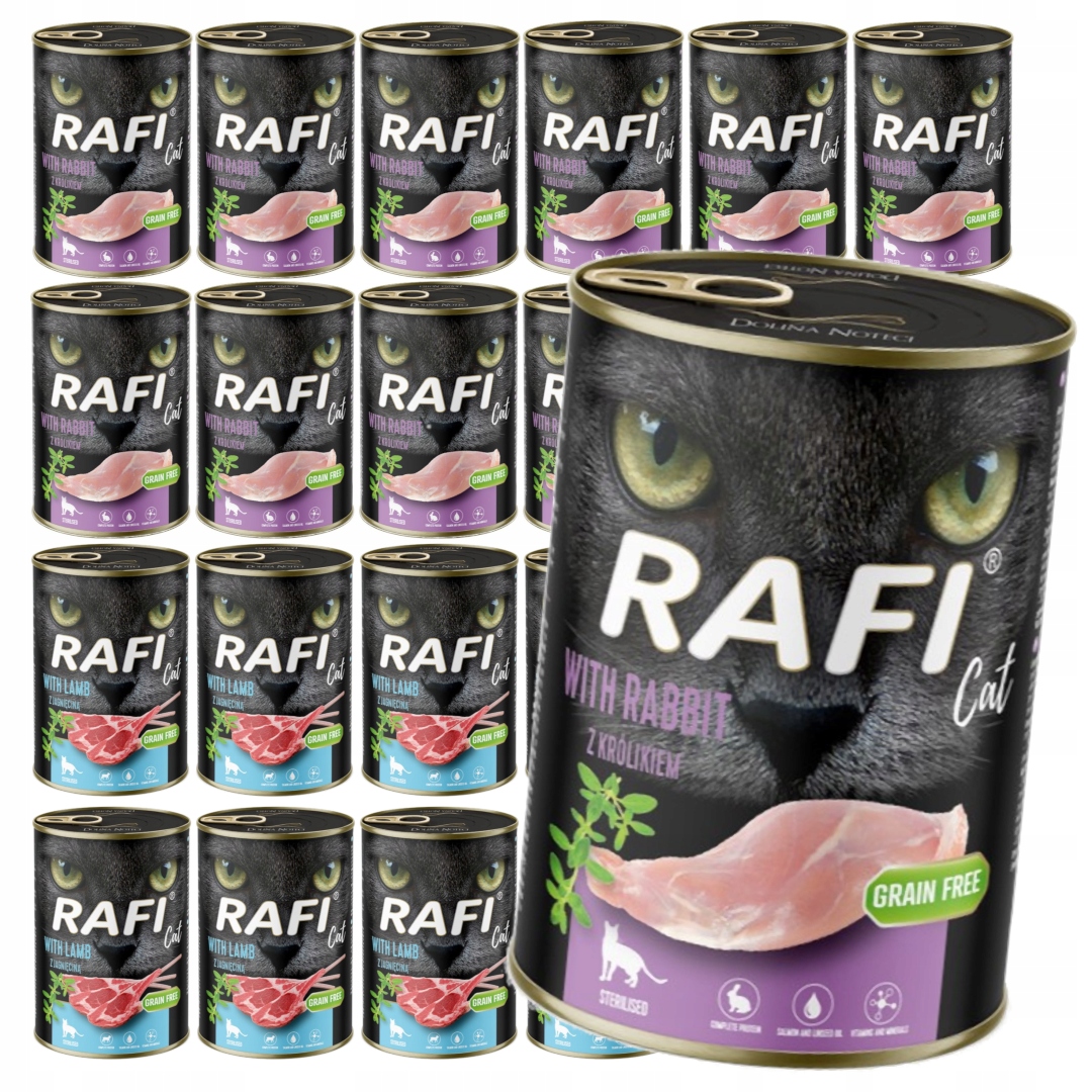 Rafi Cat 24x400g Vlhké Krmivo pro sterilizované kočky Jehněčí králík