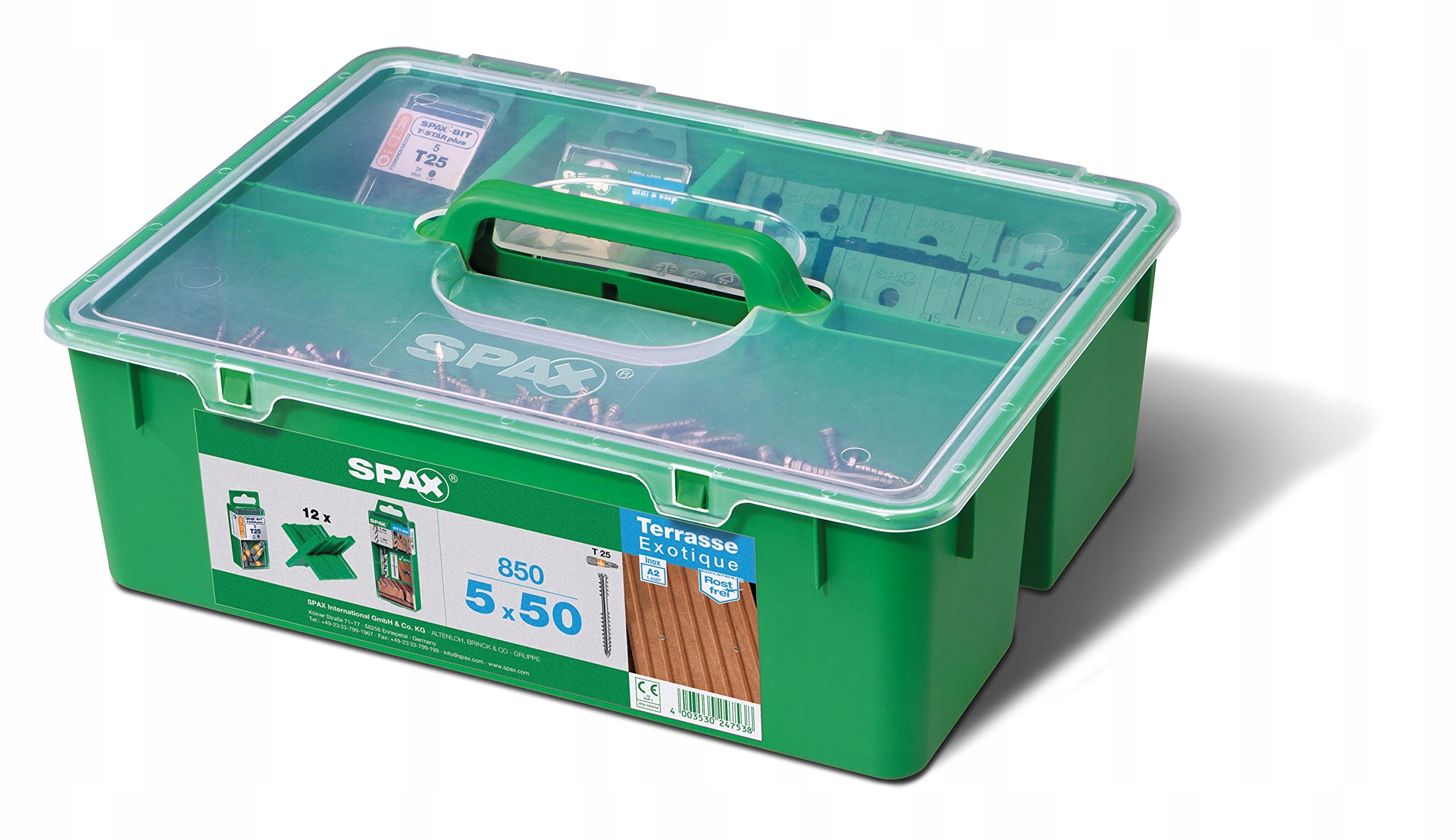 Spax Sada terasových skrutiek do dreva 5x50 mm Green Box Srebrne 850 Ks
