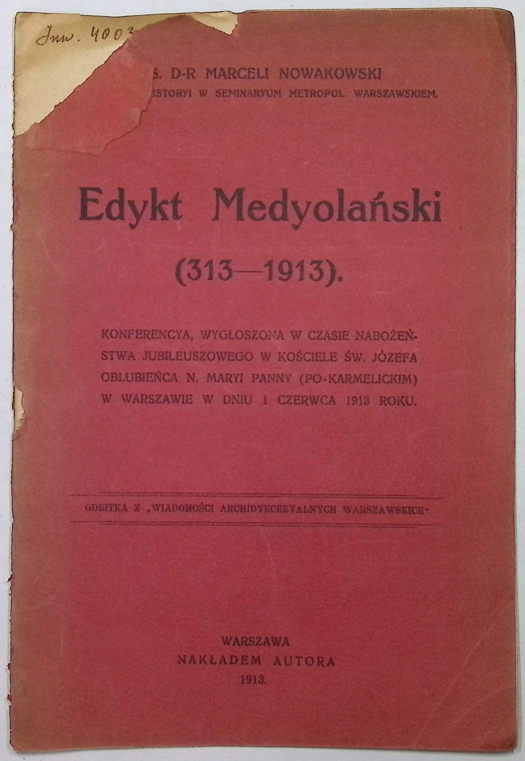 Edykt medyolański (1913 r.) - Nowakowski