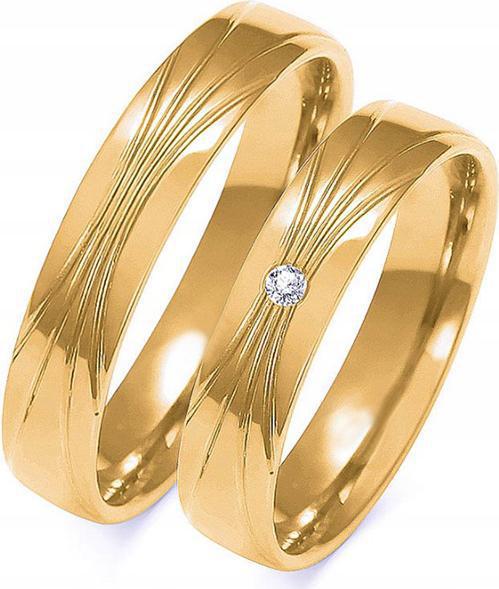 Zlatý snubní prsten 585, diamanty Velikost 8, svatební dámský, 14karátový, zlatý