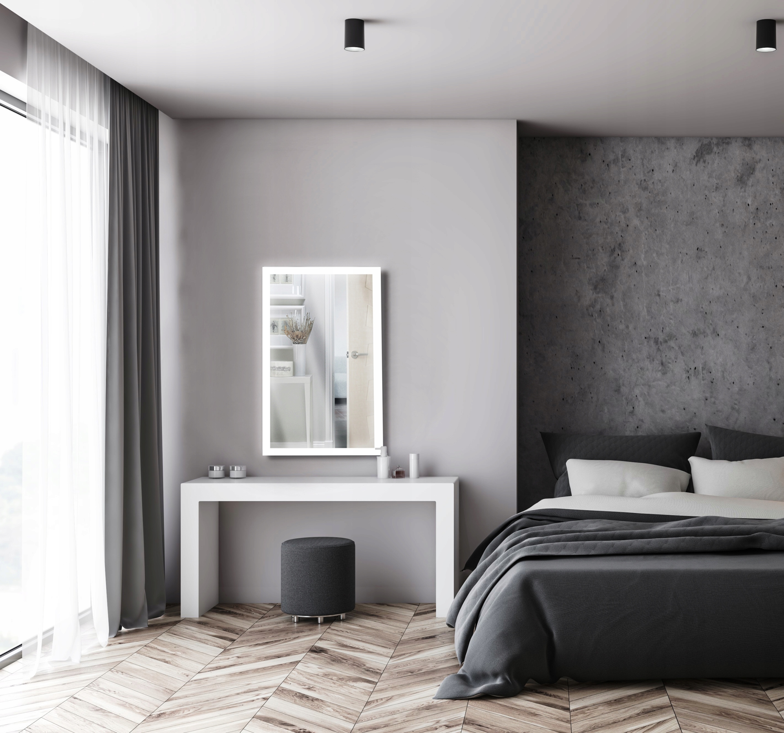 LUSTRO 60x80 ŁAZIENKOWE LED PODŚWIETLANE WZORY Szerokość 600 mm