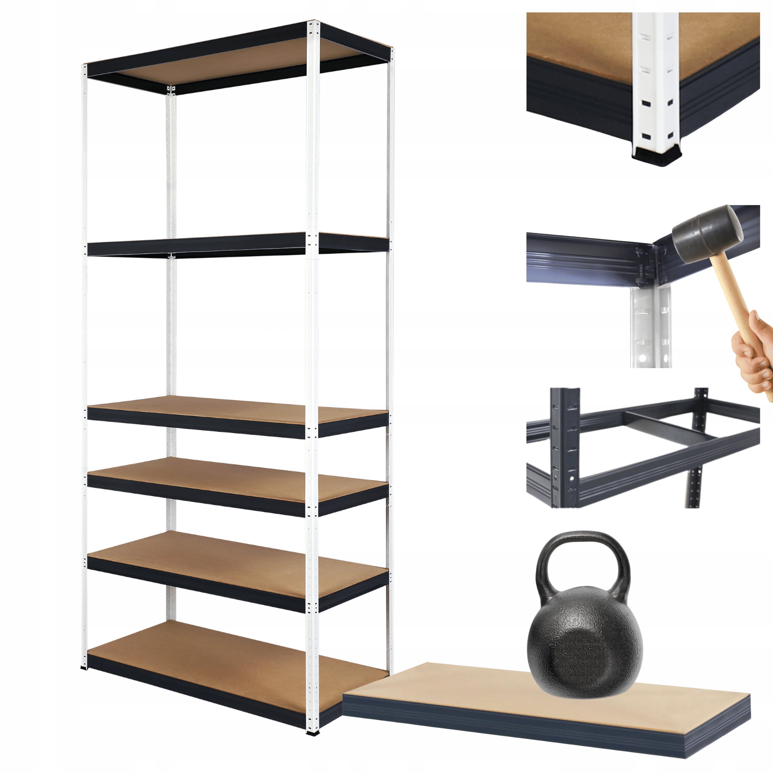 Kovový skladový regál Helios 213x100x40 cm 6Px175 kg Pevný