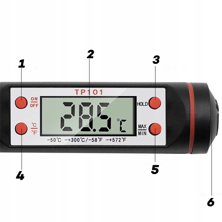 TERMOMETR KUCHENNY CYFROWY DO MIĘSA WINA LCD SONDA SZPILKOWY EAN (GTIN) 5900001255797