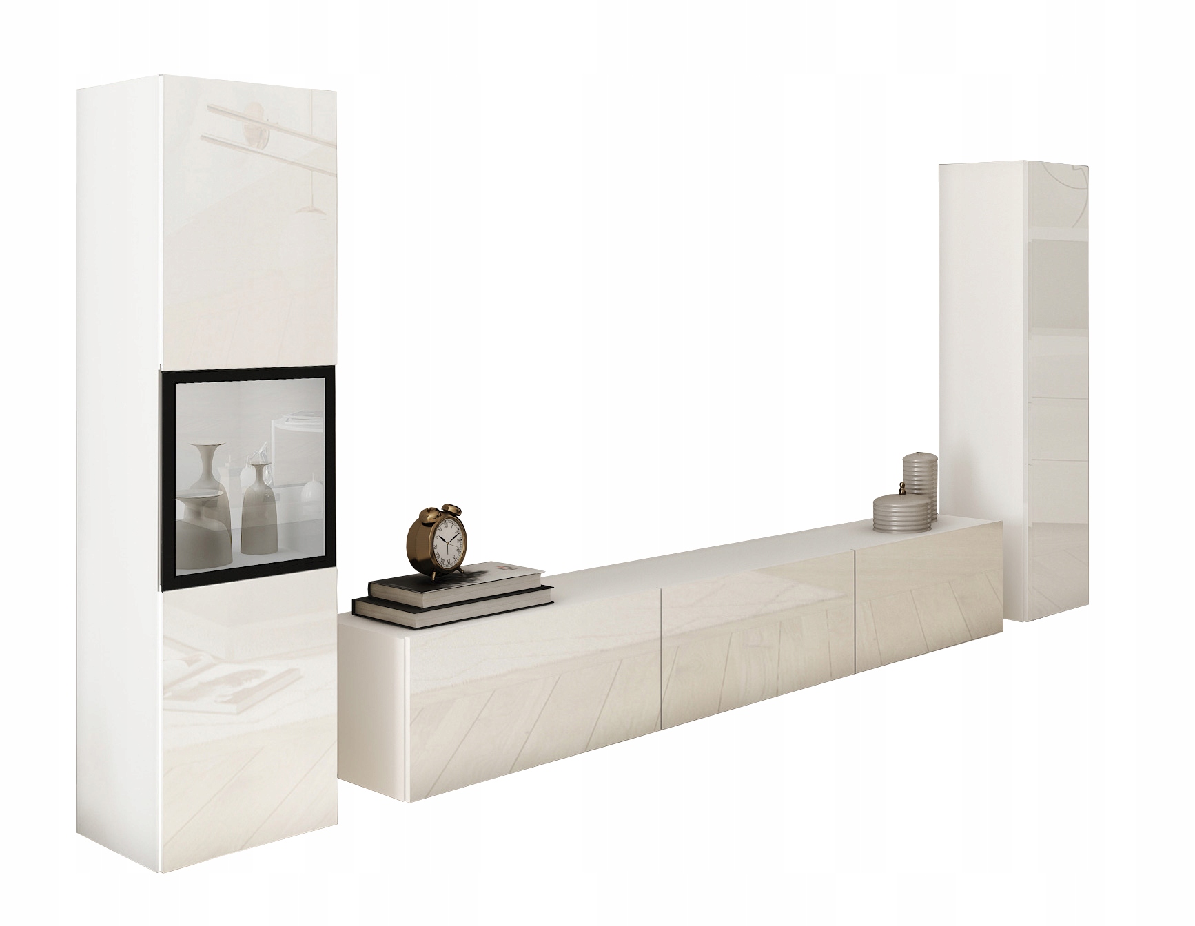 Nábytková Stěna moderní Rtv set 180 s vitrínou a sloupkem do obývacího pokoje s Led