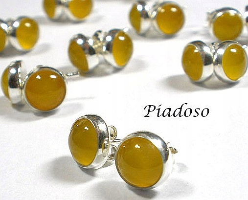 Žlutý achát Stříbro Elegantní Náušnice Štufle