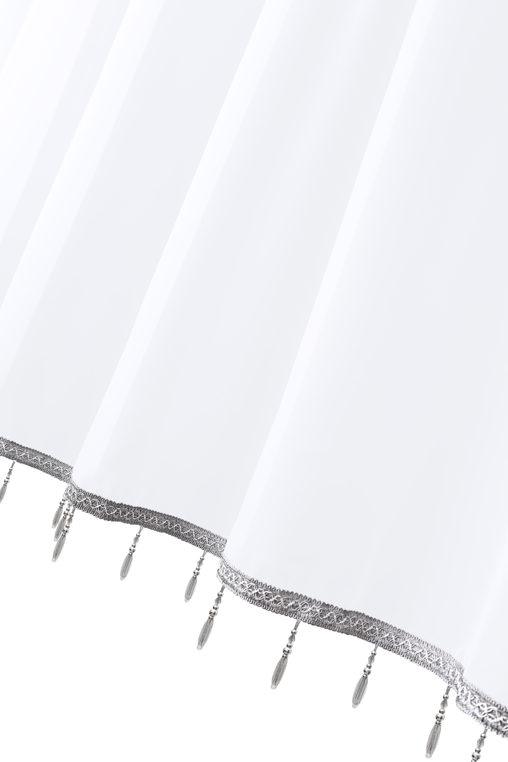 Hotová záclona záclona voál s ozdobnou šedou páskou s korálky 400 x 250 cm