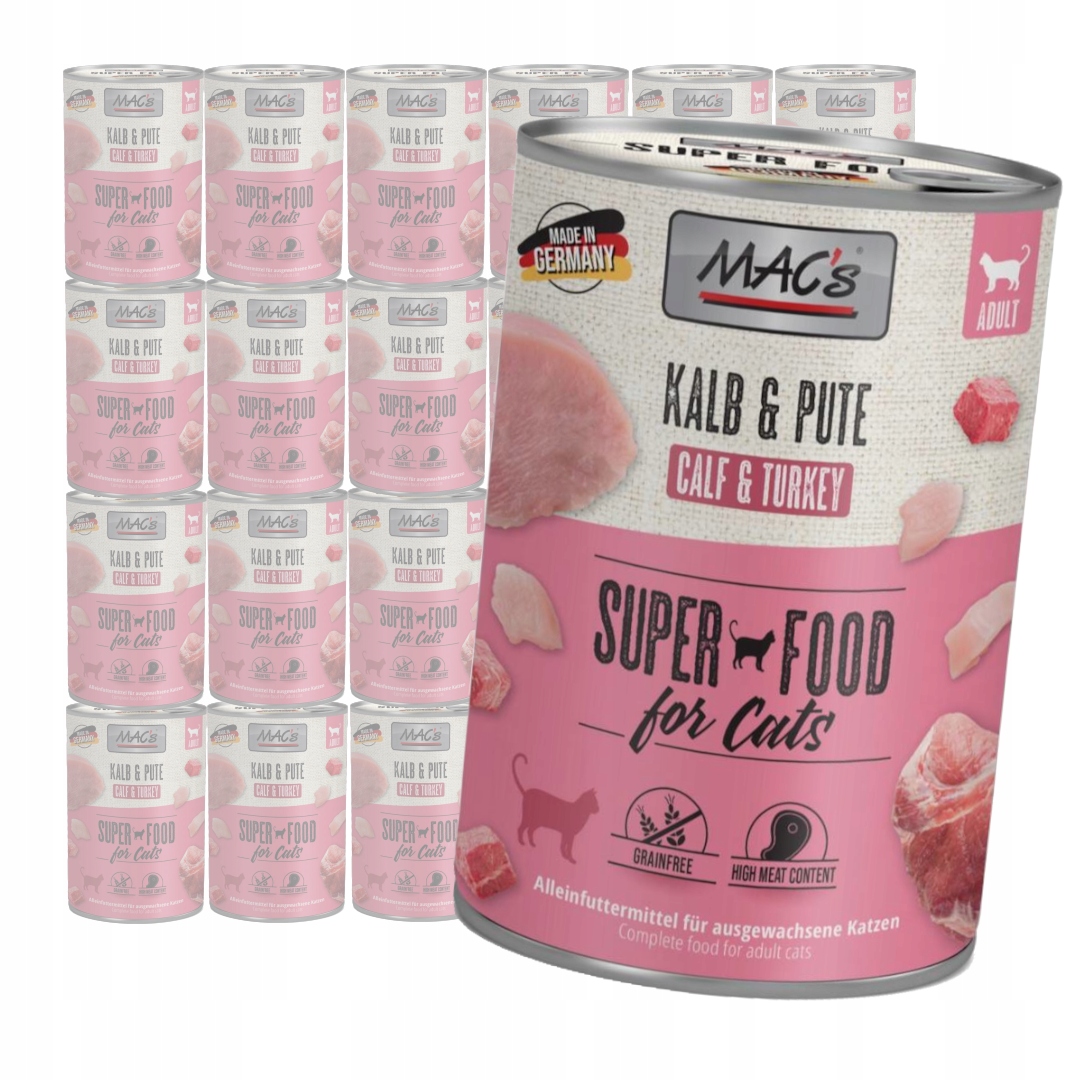 Levně MAC's Cat Mokré Krmivo Pro Kočky Krůta 24x400g