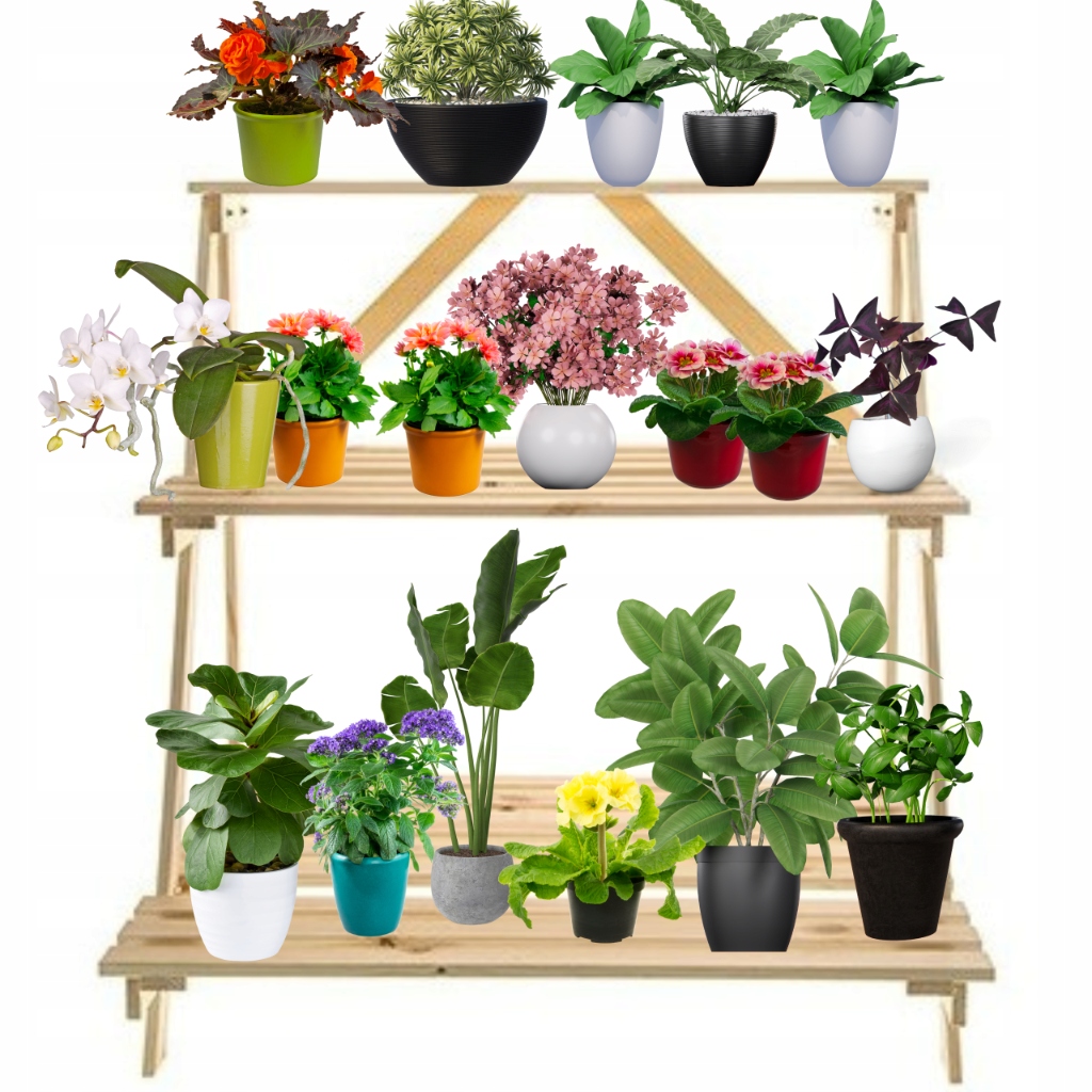 Regál na kvetináče držiak na kvetináč stojan na kvety polička na kvety drevená Veľká