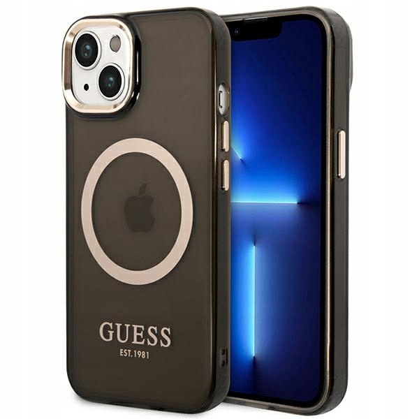 Pouzdro Guess GUHMP14SHTCMK pro Apple iPhone 14 černá/black hard case Gold Outlin