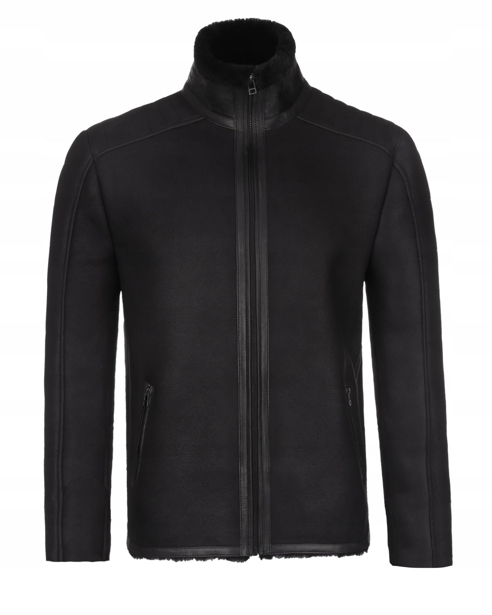 Kožený Pánský Kožich Agustin Černý Matný XL