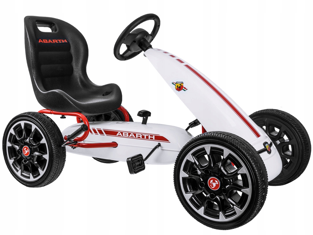 Licencjonowany Gokart Abarth na pedały dla dzieci 30kg Miekkie koła PA0167